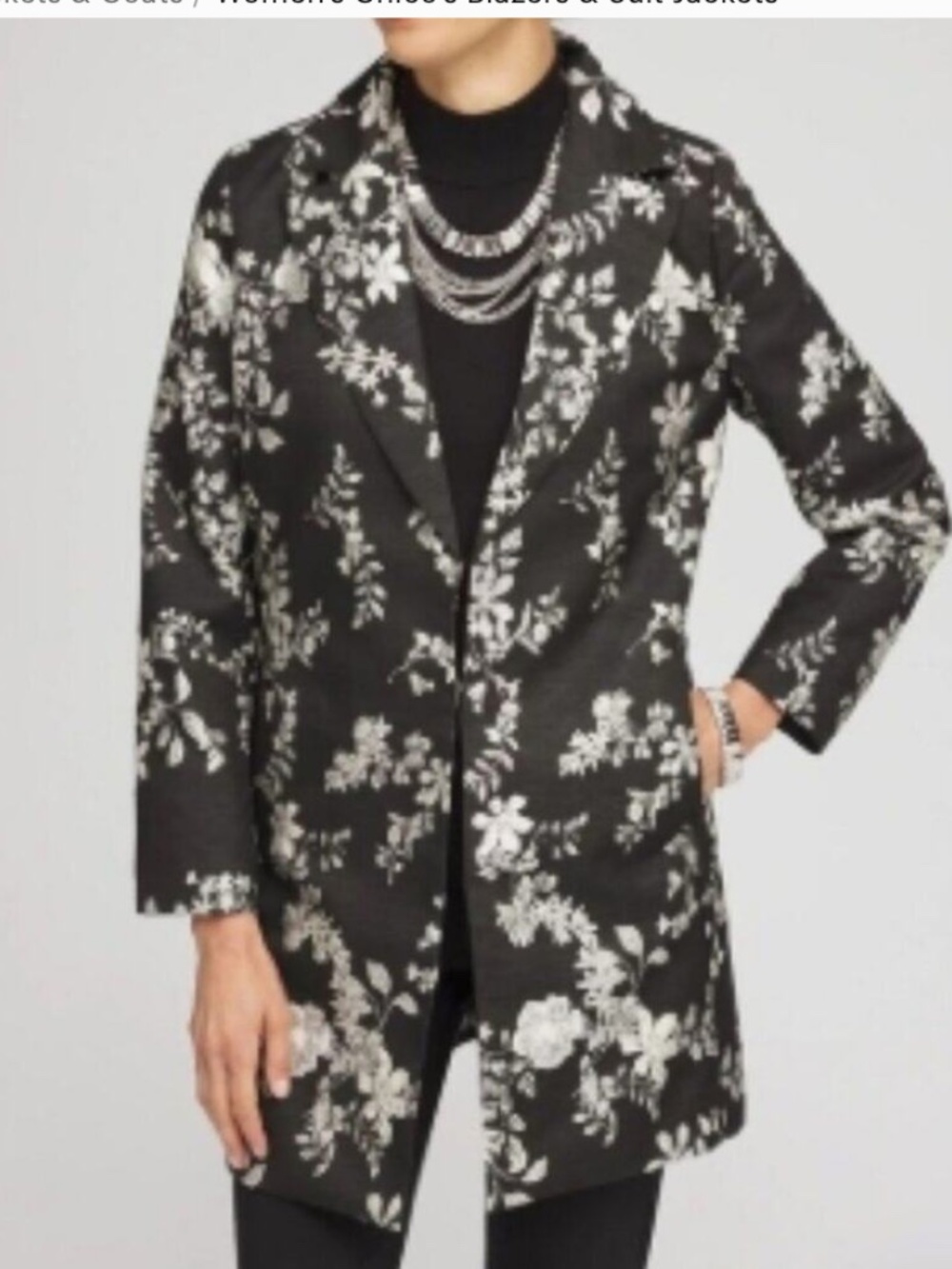 Chicos tailored evening jacket in floral jacquard